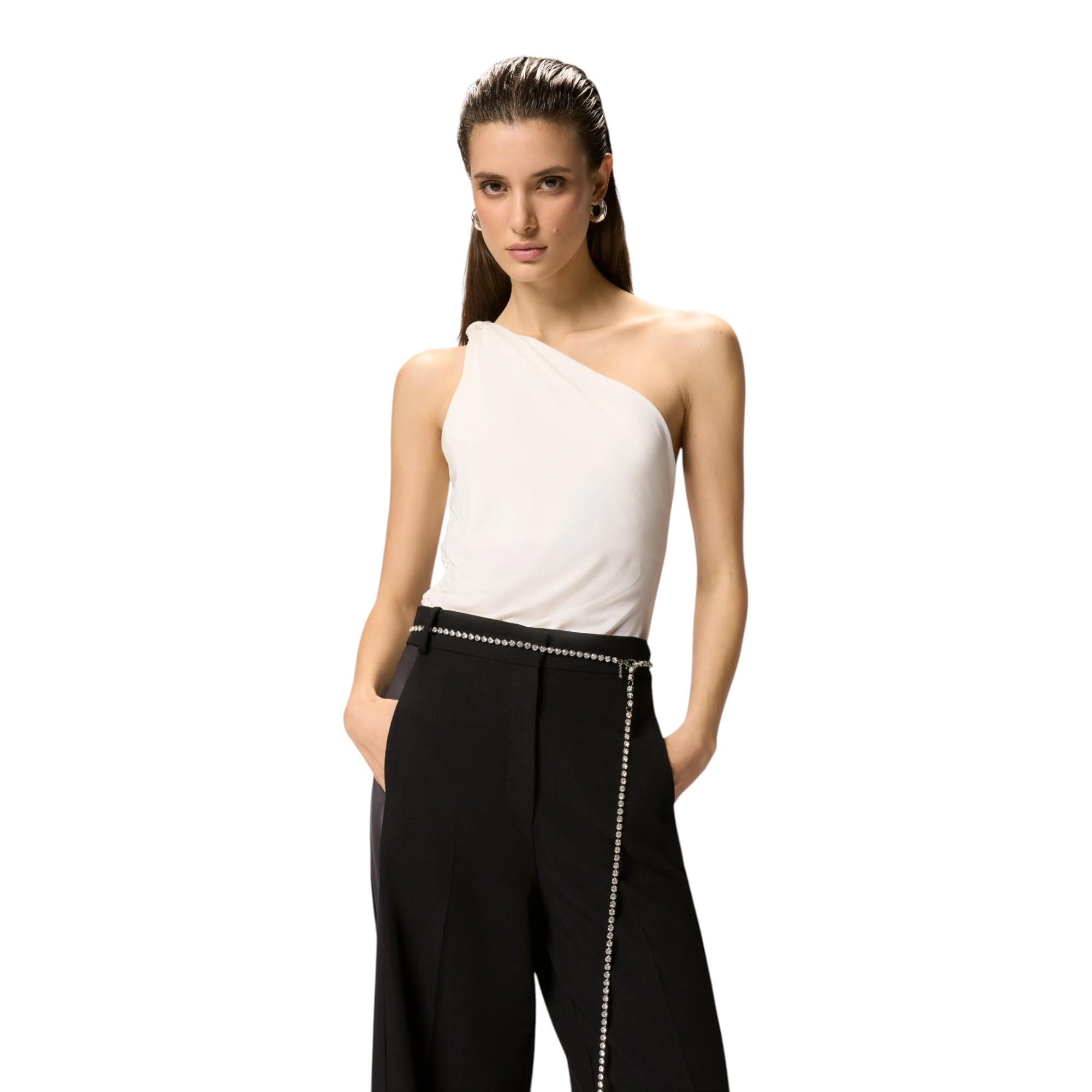 Pinko top monospalla bianco con nodo - bianco, m