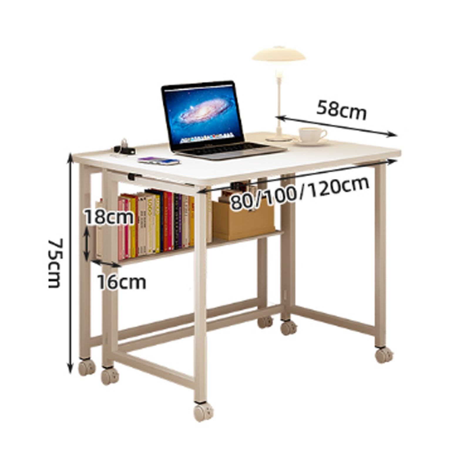 Scrivania pieghevole con ripiano portaoggetti, scrivania per computer arrotolabile per piccoli spazi, facile da montare, postazione di lavoro mobile, mobili da ufficio compatti, ideale per casa e