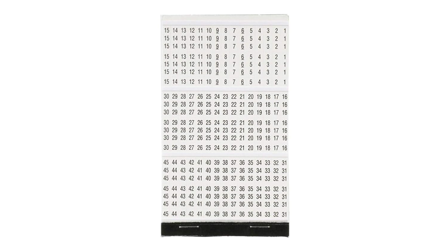 Panduit PCMB-1 Pre-Printed Wire Marker Book, Vinyl Cloth, .22 by 1.38-Inch L, 0 Thru 9 Legends Only