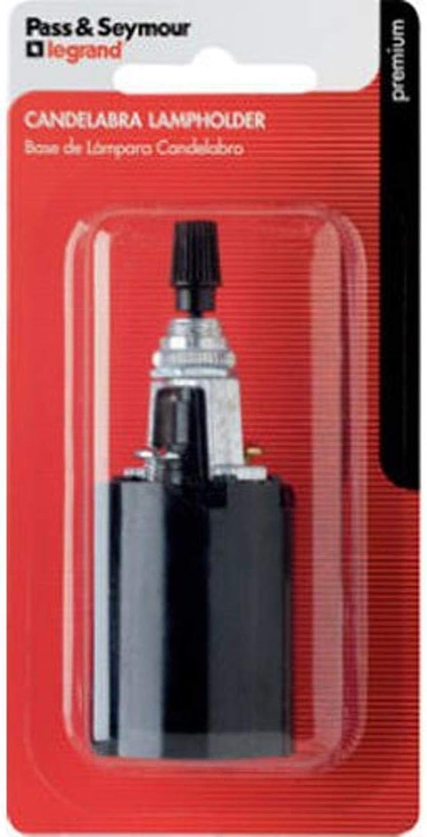 Legrand Pass & Seymour 4155BPCC5 Phenolic Medium Base A26 Lampholder, Candle Socket, Bottom Turn Knob, Black (1 Count)
