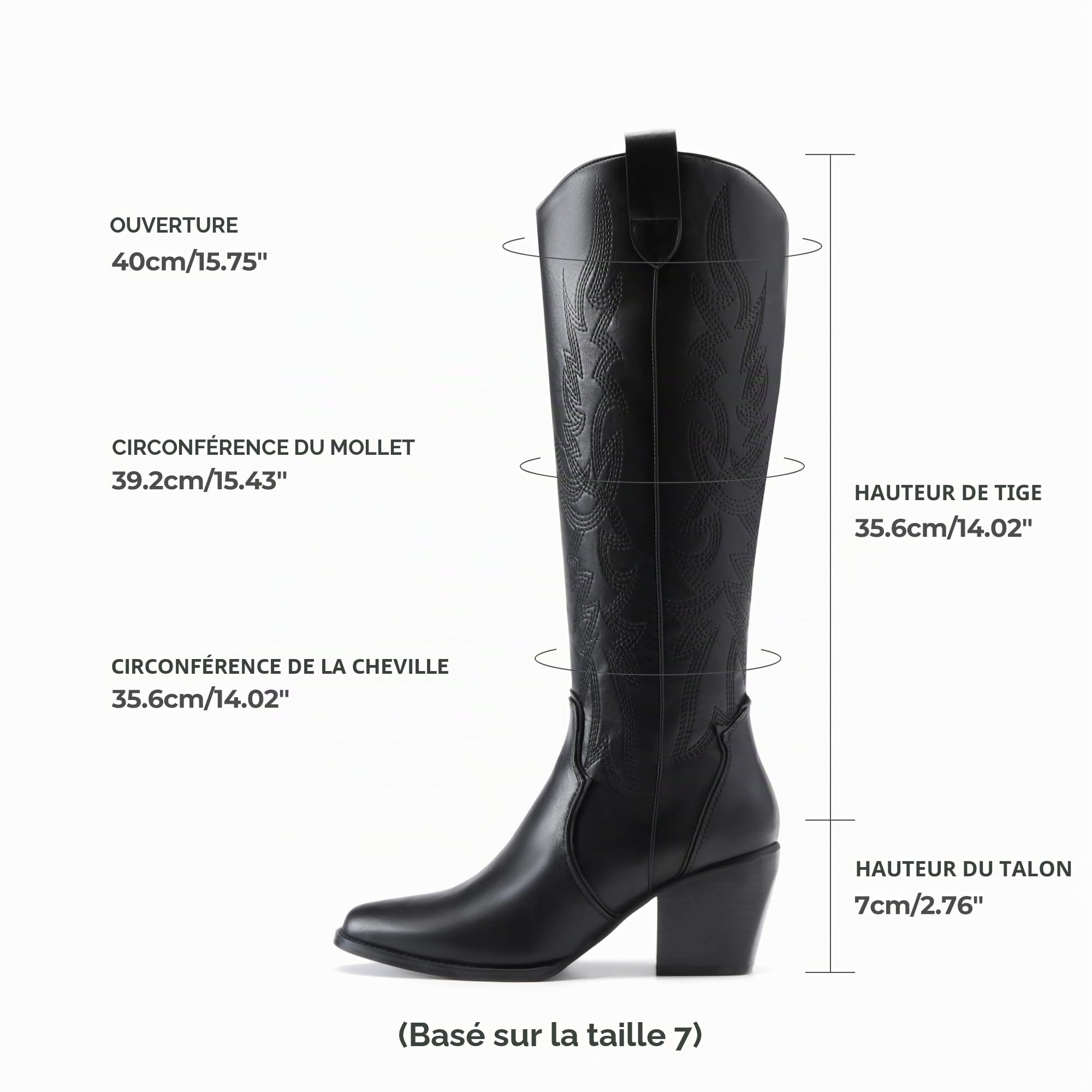 DREAM PAIRS Bottes Femme Talon Haut Botte Cow-Boy Western Eclair Latérale Cuissarde Confortable