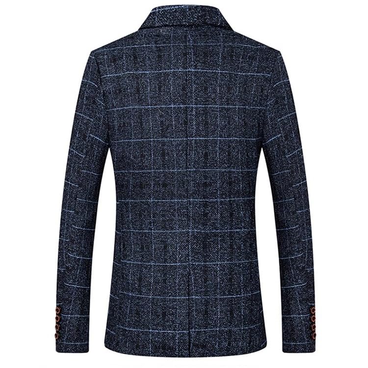 Slim Fit Plaid Single Breasted Suit Casual Dress Jacket2