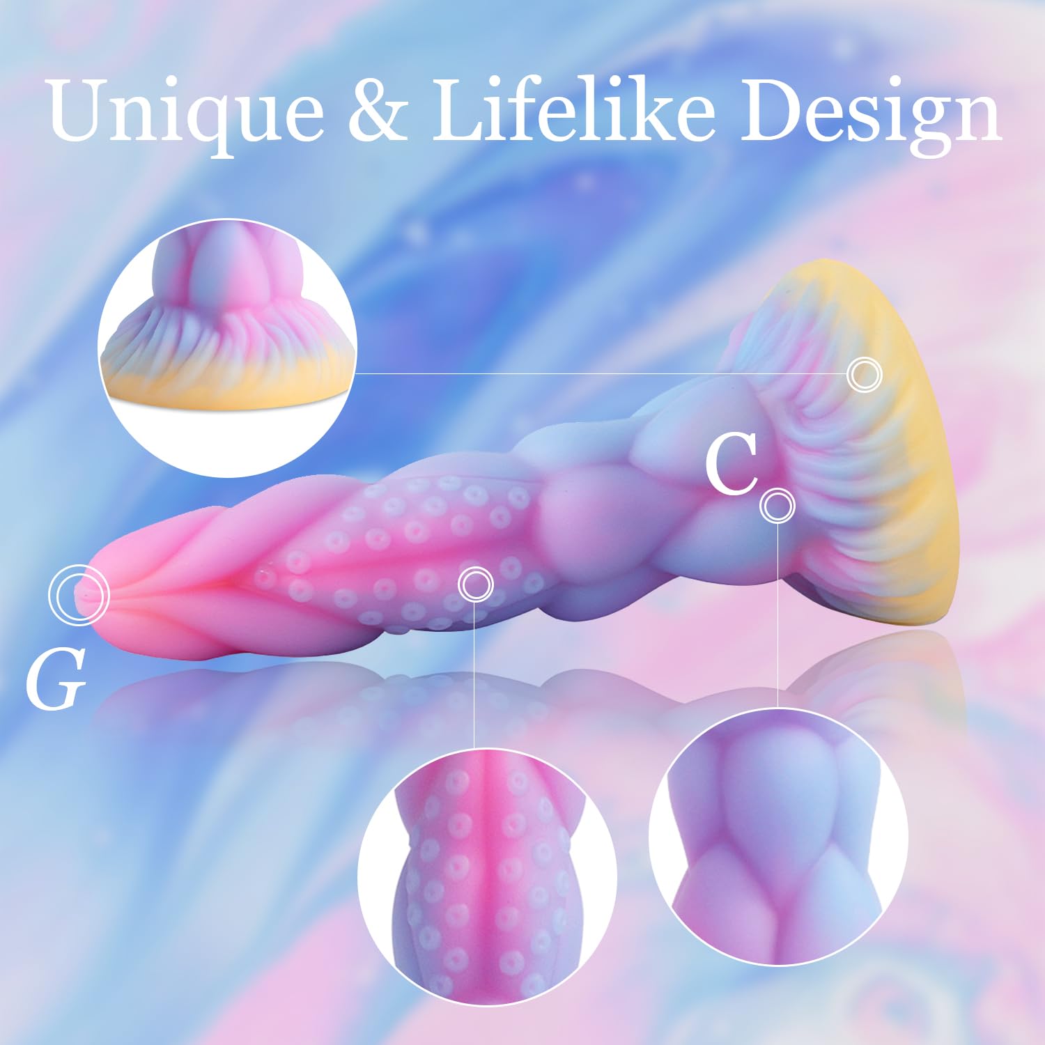 8.14in Fantasy Tentacle Realistic Monster Dildo Adult Sex Toys, Big Huge Thick Anal Toys with Strong Suction Cup, Liquid Silicone Anal Plug Prostate Massager, Soft Giant G Spot Play Dildo for Women