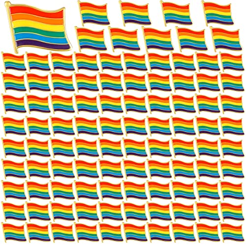Image of 100 Pcs Gay Pride Pins Rainbow Flag Pins LGBTQ Pins Gay Pins LGBTQ Accessories Lapel Pin Flag Collar Pin Brooch Pin Decoration for Men Women Backpack Bag Clothes
