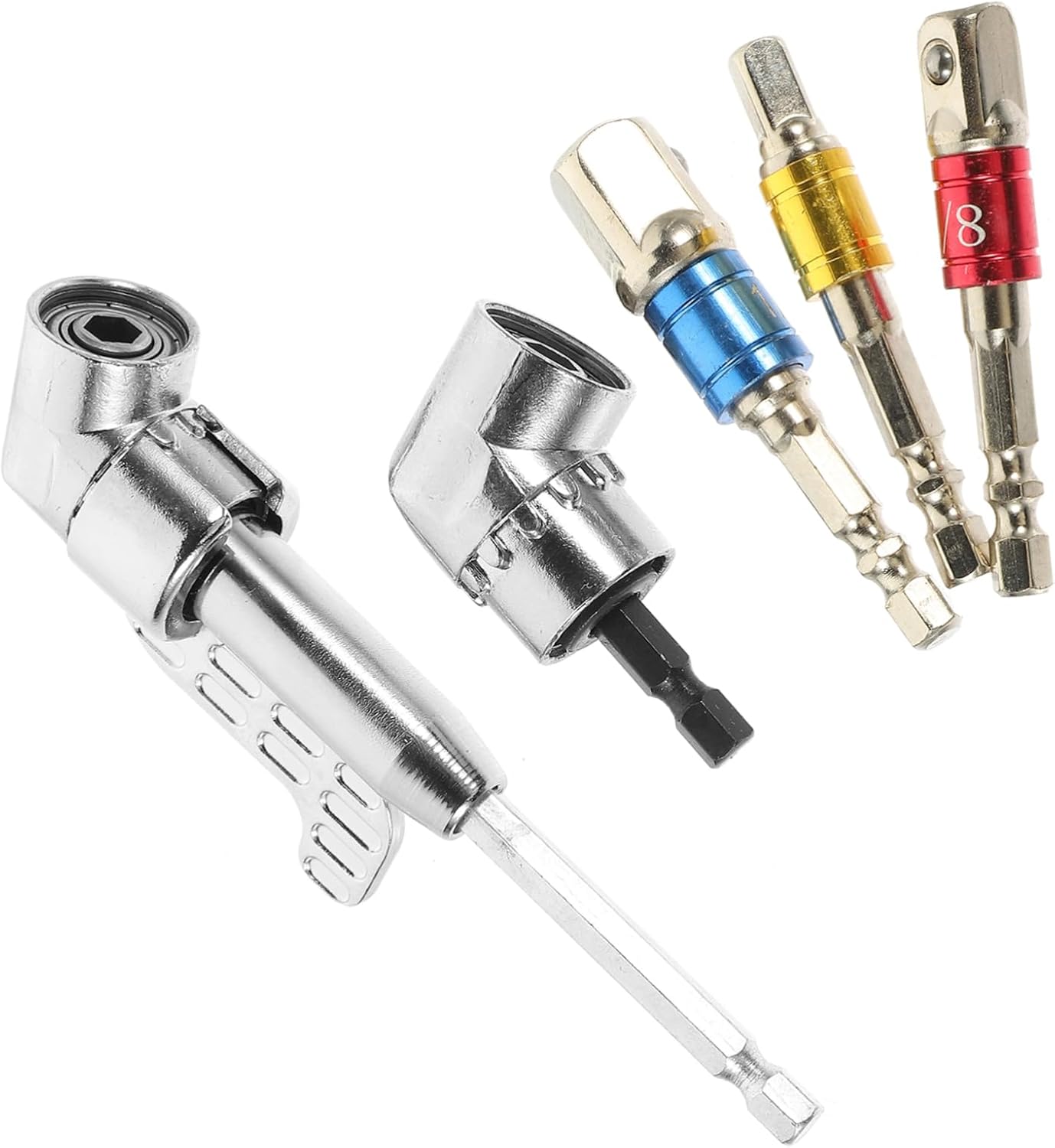 VILLCASE 105 Degree Right Angle Drill Adapter Set Impact Driver Bit Set Rotating Bit Holder Flexible Drill Extension Accessories for Electric Tools