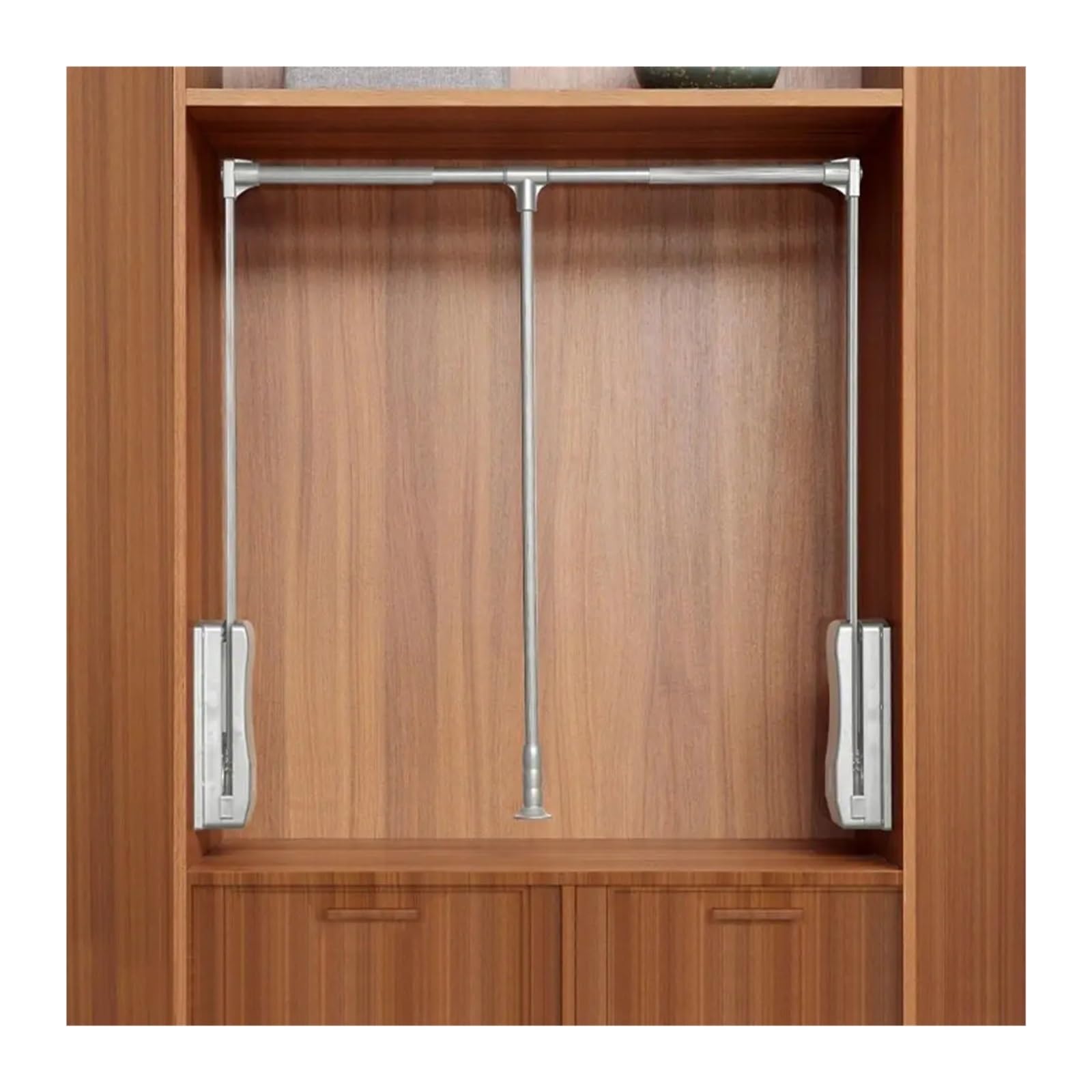 ATEUXOL Adjustable Pull Down Wardrobe Rail Down Wardrobe Rail Adjustable Width 890mm to 1210mm Pull Hanging for Heavy Duty Clothes Lift