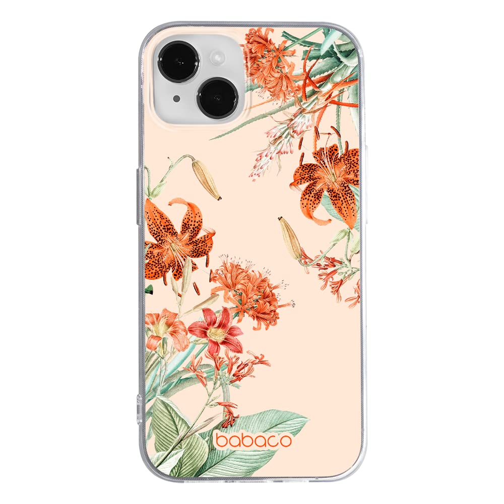 Babaco ERT GROUP mobile phone case for Iphone 13 original and officially Licensed pattern Flowers 057 optimally adapted to the shape of the mobile phone, case made of TPU