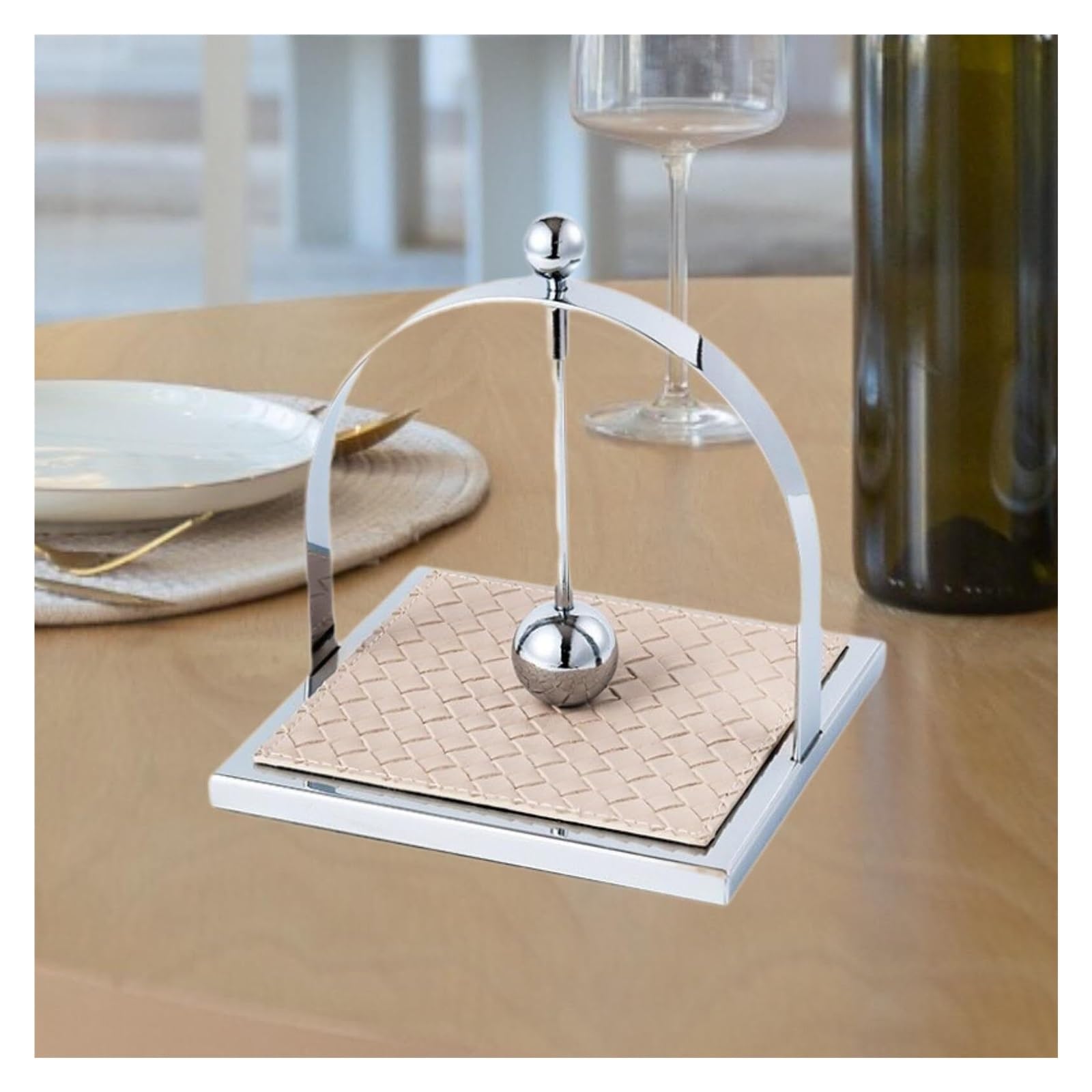 Portafazzoletti Dispenser for tovaglioli, porta asciugamani di carta da pranzo, moderno, con braccio ponderato for tessuto tavolo Arredamento per la casa(Argent)