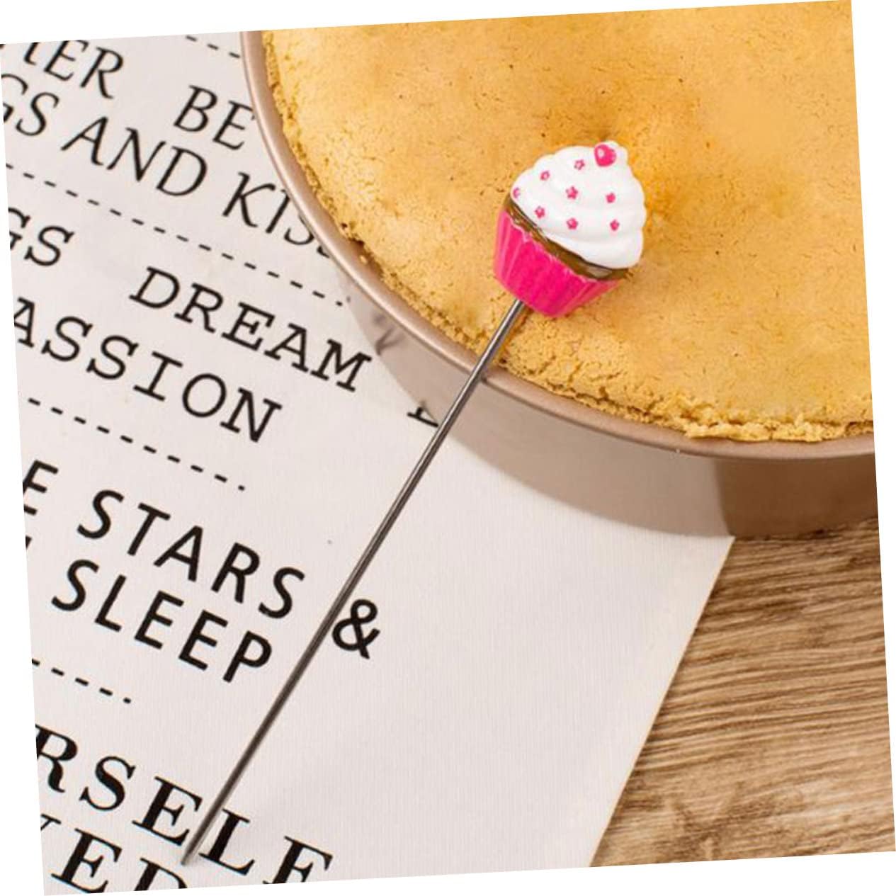 2pcs Stainless Steel Cake Tester Needles Baking Tool for Cake Cupcake Bread Love Dot Pattern Biscuit Baking Test Needle Rosy