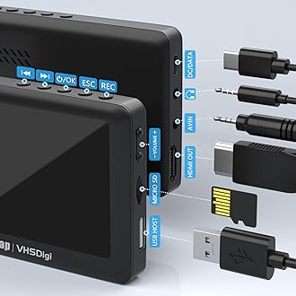 VHS to Digital Converter, Video to Digital Converter 3.0 (Third Generation), Capture Video from VCR's,VHS Tapes,Hi8,Camcorder,DVD,TV Box and Gaming Systems with 4.3 inch TFT Screen and 64GB U Disk