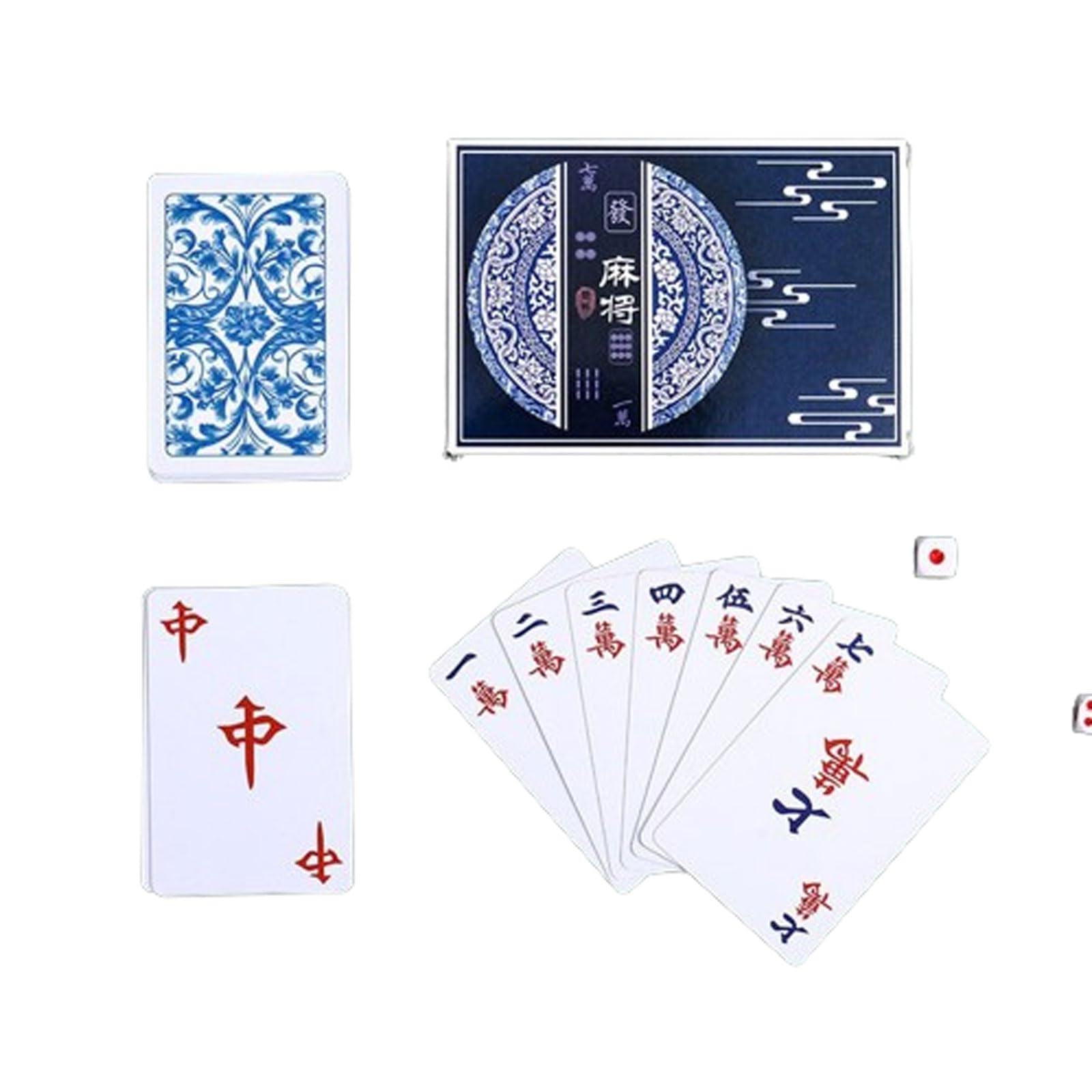 BlissbuiltChinese Mah Jongg Playing Cards,Mahjong Travel Set,144 Travel Thickened Mahjong Playing Cards,Travel Game,Waterproof Portable Poker,for Camping Picnic