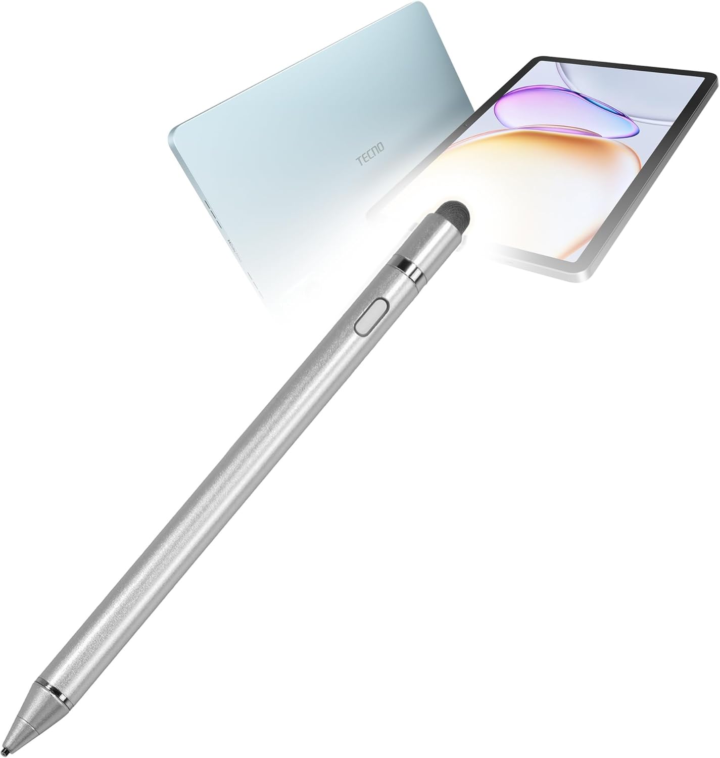 BoxWave Stylus Pen Compatible with Tecno Megapad SE - AccuPoint Active Stylus, Electronic Stylus with Ultra Fine Tip - Metallic Silver