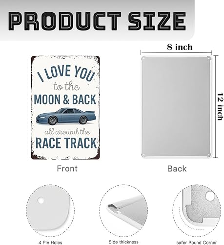 Miniatura 3 de Letrero de metal de auto de carreras, arte de pared retro de carreras para habitación de niños, guardería o decoración de garaje, letrero de pared