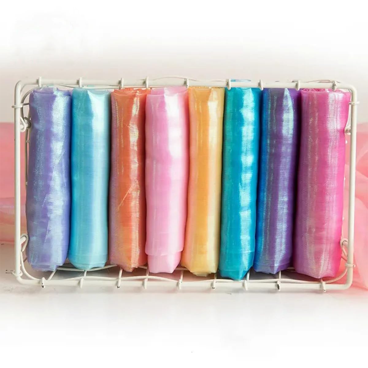 Tela De Tul Láser, Organza con Degradado De Arcoíris De 150 Cm De Ancho, Hilo De Vidrio, Tela De Malla De Costura Colorida, Materiales De Bricolaje