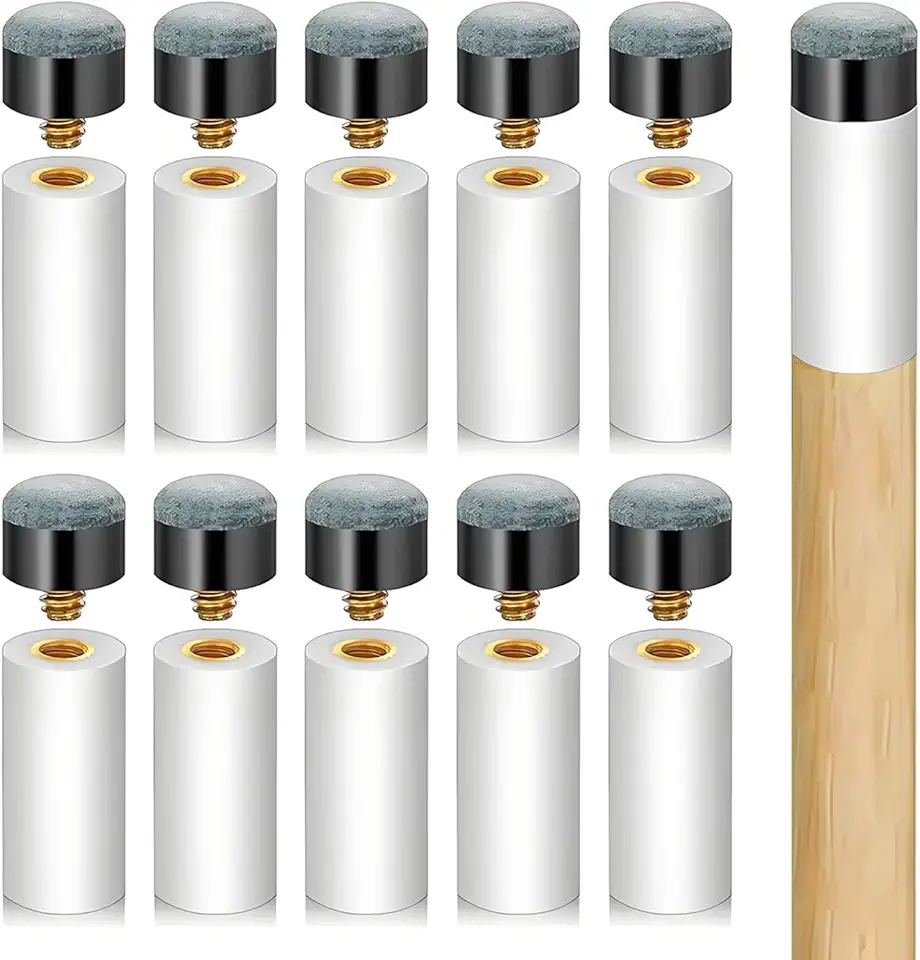 Kit de substituição de pontas de taco de sinuca - pontas de bastão de sinuca, ponteiras brancas de bilhar, sem necessidade de cola ou grampo para sinuca e tacos de sinuca, 12 mm/13 mm, 5 peças