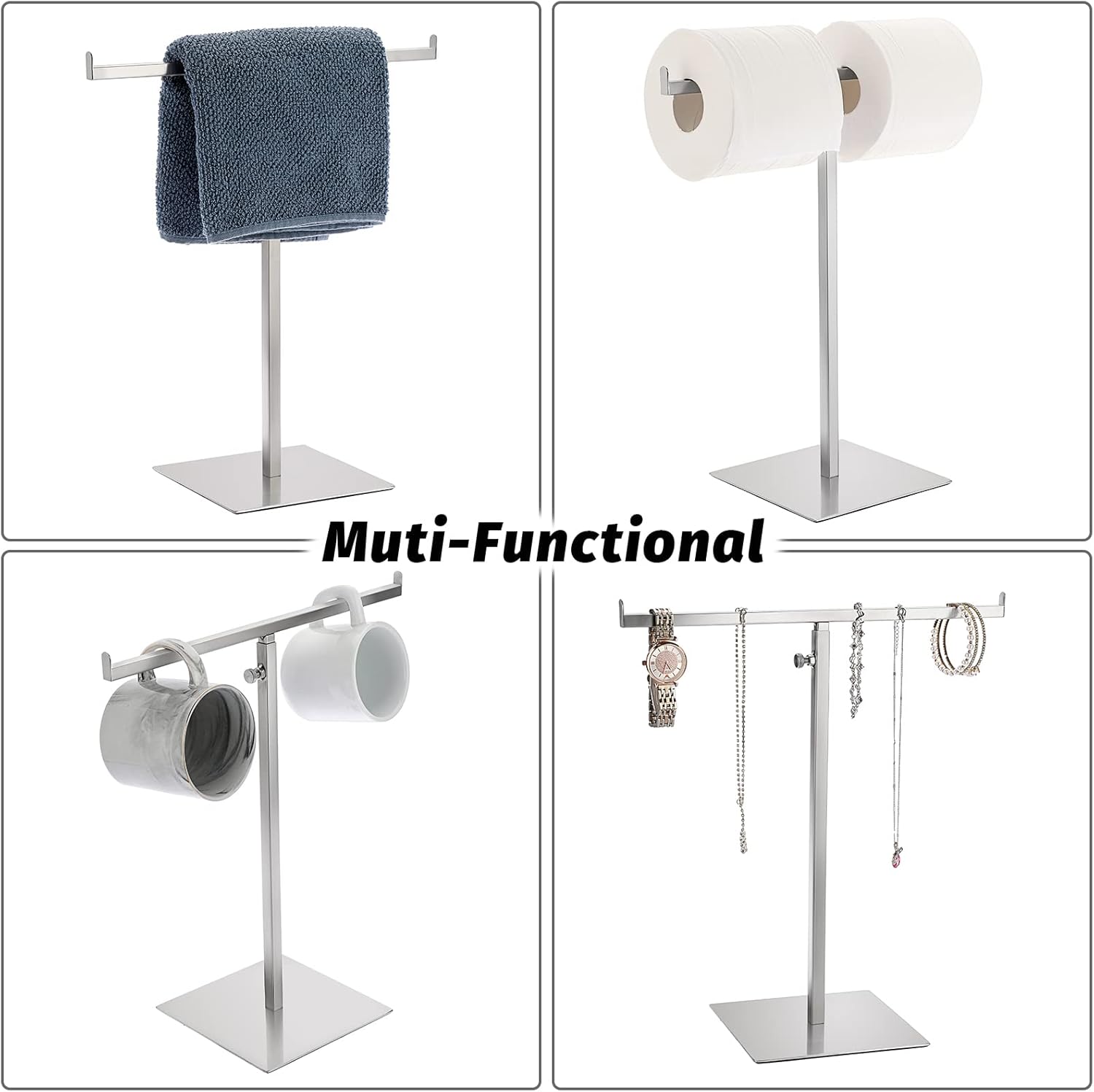 BTSKY Stainless Steel Adjustable Height TShape Hand Towel Holder