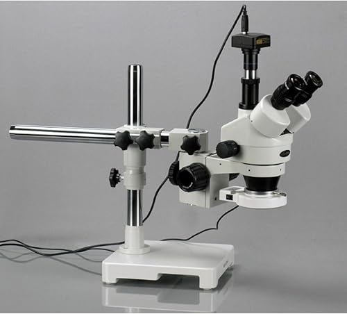 Miniatura 2 de AmScope SM-3T-54S-M Microscopio Digital Profesional Trinocular Estéreo Zoom, WH10x Oculares, Aumento 7X-45X, Objetivo de Zoom 0.7X-4.5X, Luz LED de