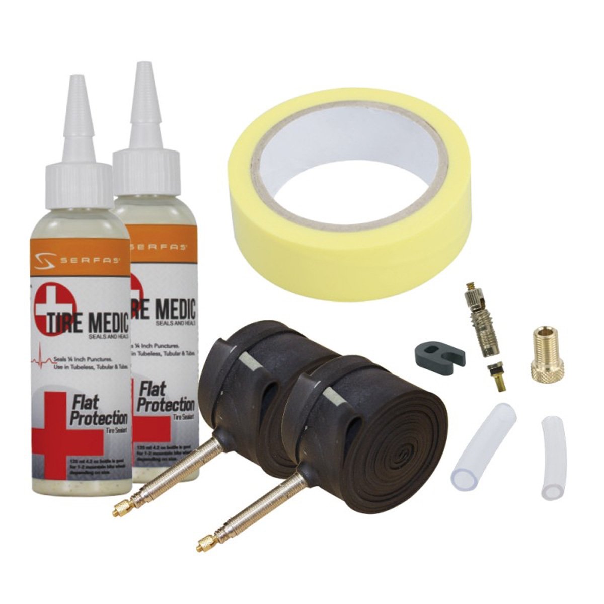 Serfas Tire Medic Bicycle Tire Sealant Kit (All Mountain 19-25MM Schrader)
