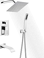 Vista 14 de sumerain Juego de grifo de ducha negro mate con boquilla de bañera de cascada y cabezal de ducha de mano, válvula de equilibrio de presión