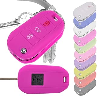 Key Soft Case Cover Tapa Protectora para el Coche Peugeot 208 308 5008 2008 Llave Citroen C3 C4 Spacetourer Profesional Plegable/Color: Rosa