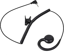 HYS 2.5mm Listen Only Tactical Earpiece Soft Rubber C Shape Earhook Law Enforcement Headset for Transceivers/Radio Shoulder Speaker Mics 2.5mm Audio Jacks