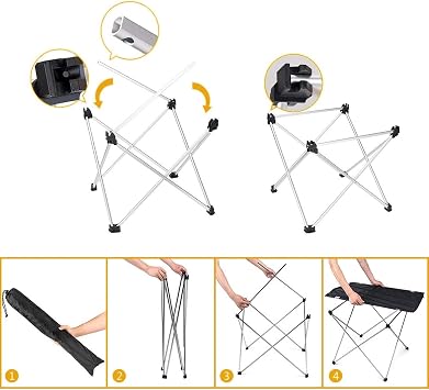 HAEGS Ultralight Katlanır Kamp Masası, Yer Kaplamaz Hafif Rulo, Piknik, BBQ, Balıkçılık, Plaj, Hiking için Taşınabilir Kompakt Roll Up Outdoor Kamp Masası Büyük Boy - Dino İsland