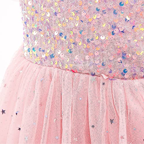 Glamulice Flower Girls Sparkle Tulle Puff Sleeves Vintage Dress Princess Wedding Bridesmaid Party Holiday Dresses4