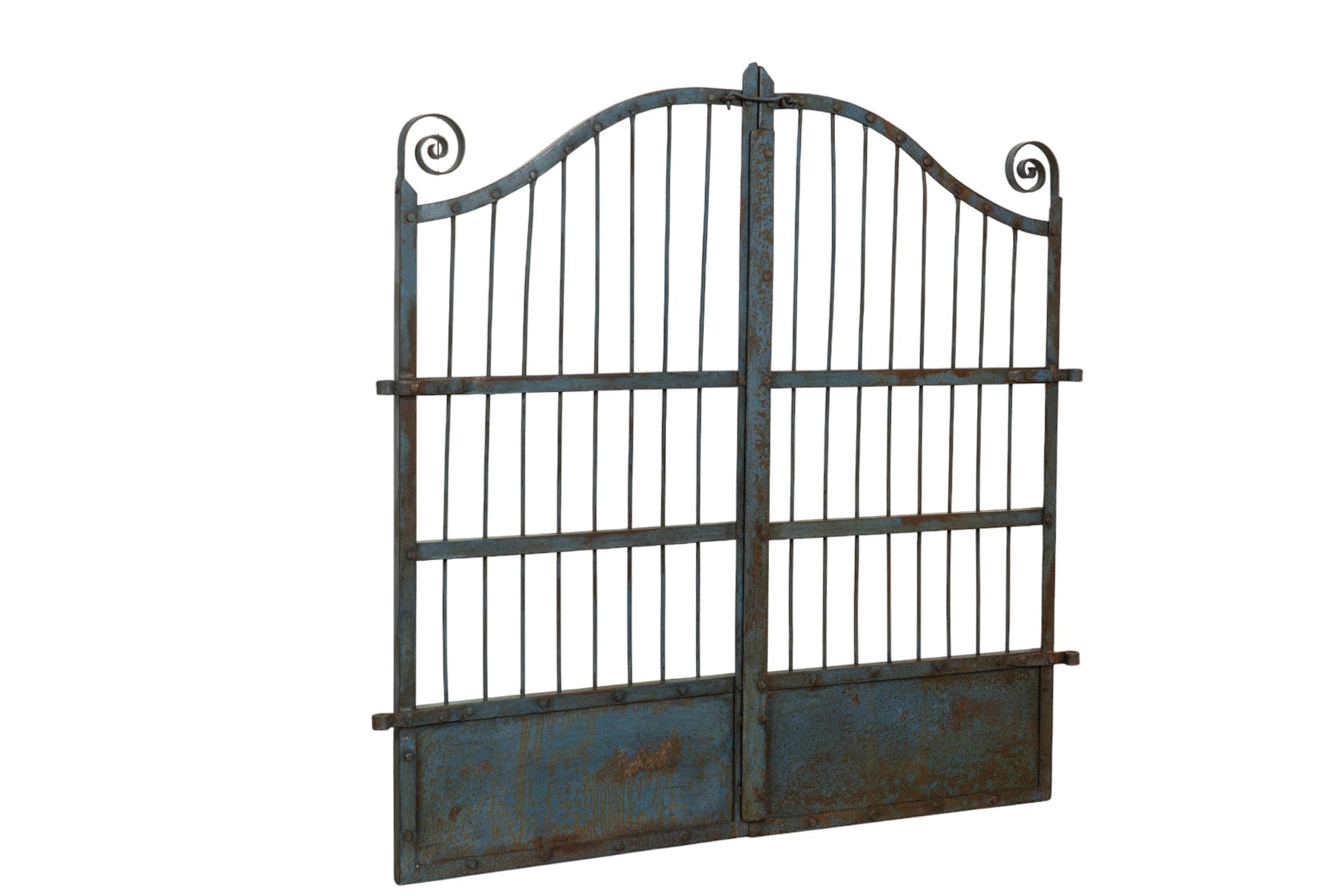 Biscottini Porte en fer pour extérieur 115x115x5 cm | Porte en fer forgé avec finition antique | Porte jardin extérieur pièce unique, Clôtures décoratives (Vert eau)