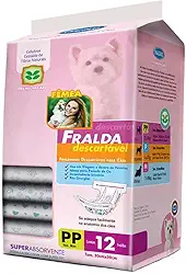Chalesco Fralda Descartável Cães Fêmeas Branco/Rosa Extra Pequeno 12 Unidades