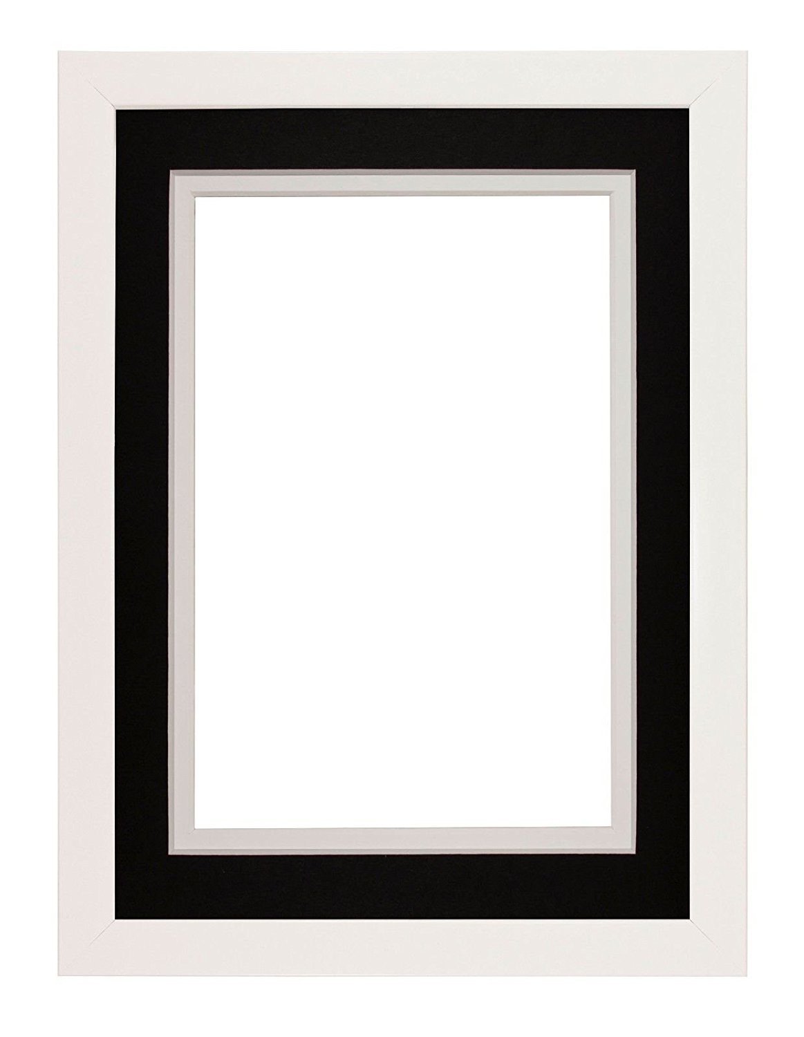 Memory Box Rainbow Range White Matt Double Mount Photo frame/picture frame/poster frame with Perspex Sheet - Black on White Mount - 20"x16" for A3 pictures