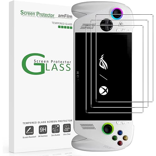 amFilm 3 Pack Screen Protector for ASUS ROG Xbox Ally X & Xbox Ally 2025 7 inch Accessories | 9H+ Tempered Glass | Military-Grade Drop Protection | HD Clear | Anti-Scratch | Easy Installation | Full Coverage