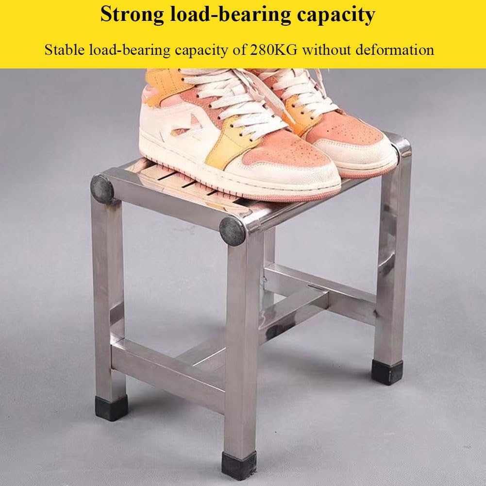 PA-DABAOO ステンレス鋼シャワーチェア、メタルシャワースツール、シェービングスツール、フットレストシャワースツール,20cm