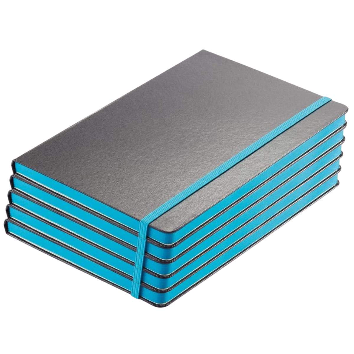 Santhome Classic Lined Notebook, 192 Pages, Hardcover – Ruled (Pack of 5) (Black/Blue)