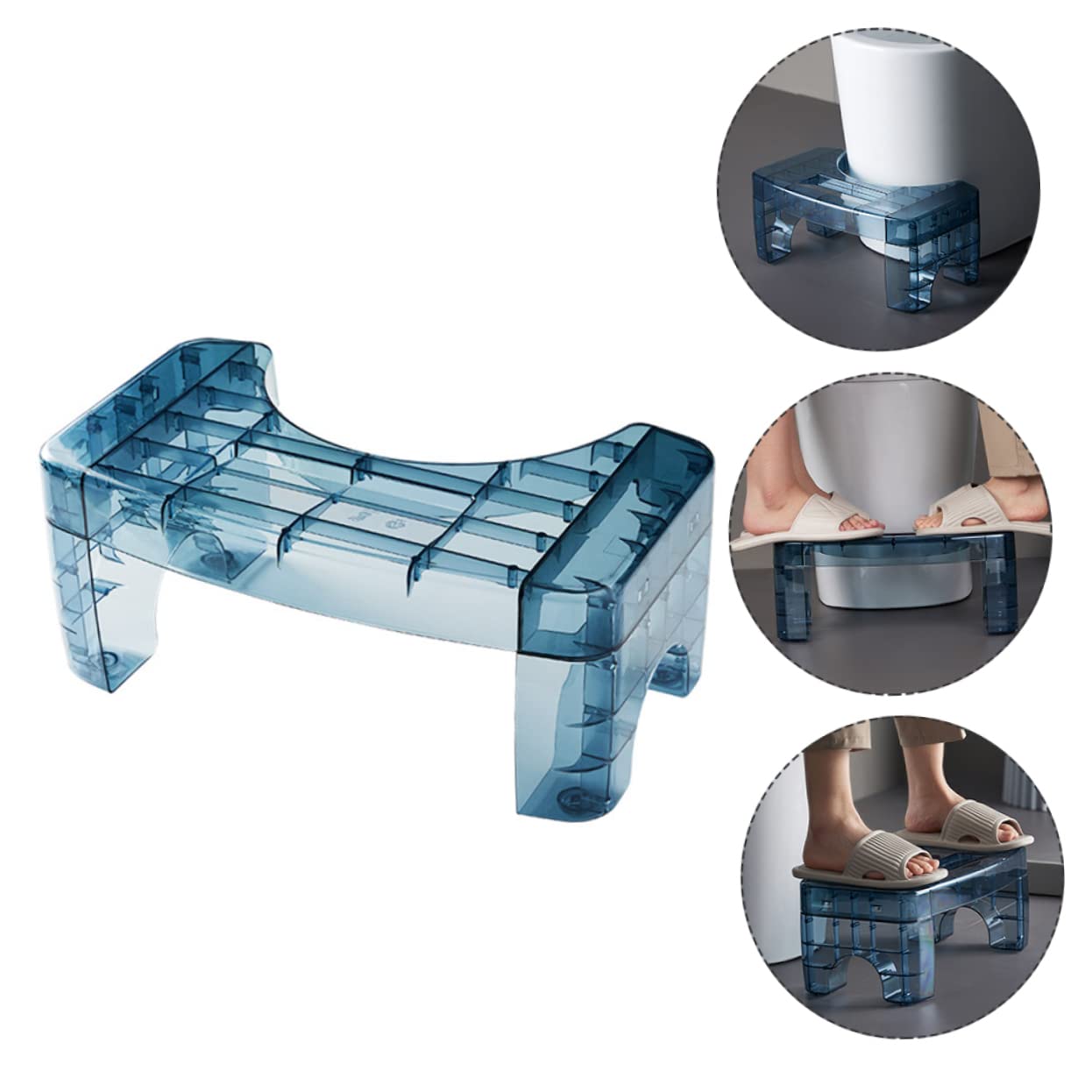 Taburete de Baño Antideslizante para Inodoro, Plástico Pet Azul