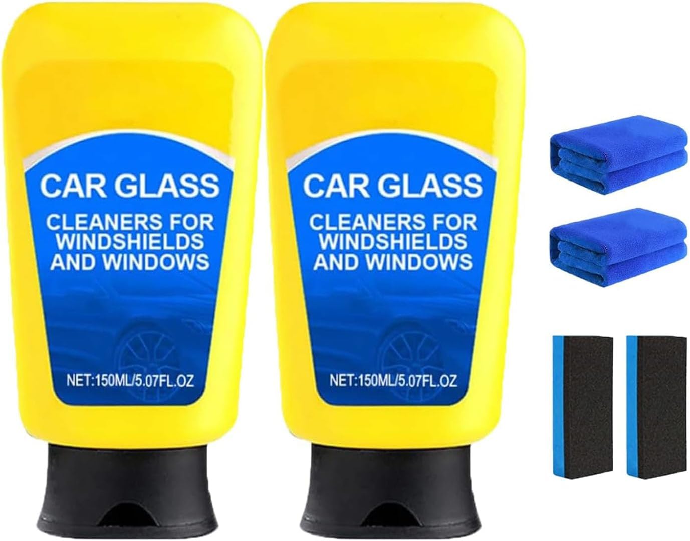 Car Glass Cleaners for Windshields and Windows, Automotive Oil Film Cleaner, Oil Film Cleaning Emulsion,For Windscreen, Window,Suitable for all glass surfaces (2PCS)