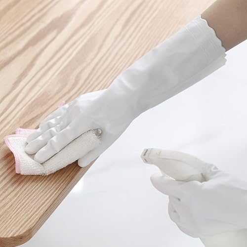 Miniatura 4 de 3 pares de guantes de limpieza reutilizables, sin látex, guantes de limpieza de cocina con forro de algodón, guantes para lavar platos del hogar,