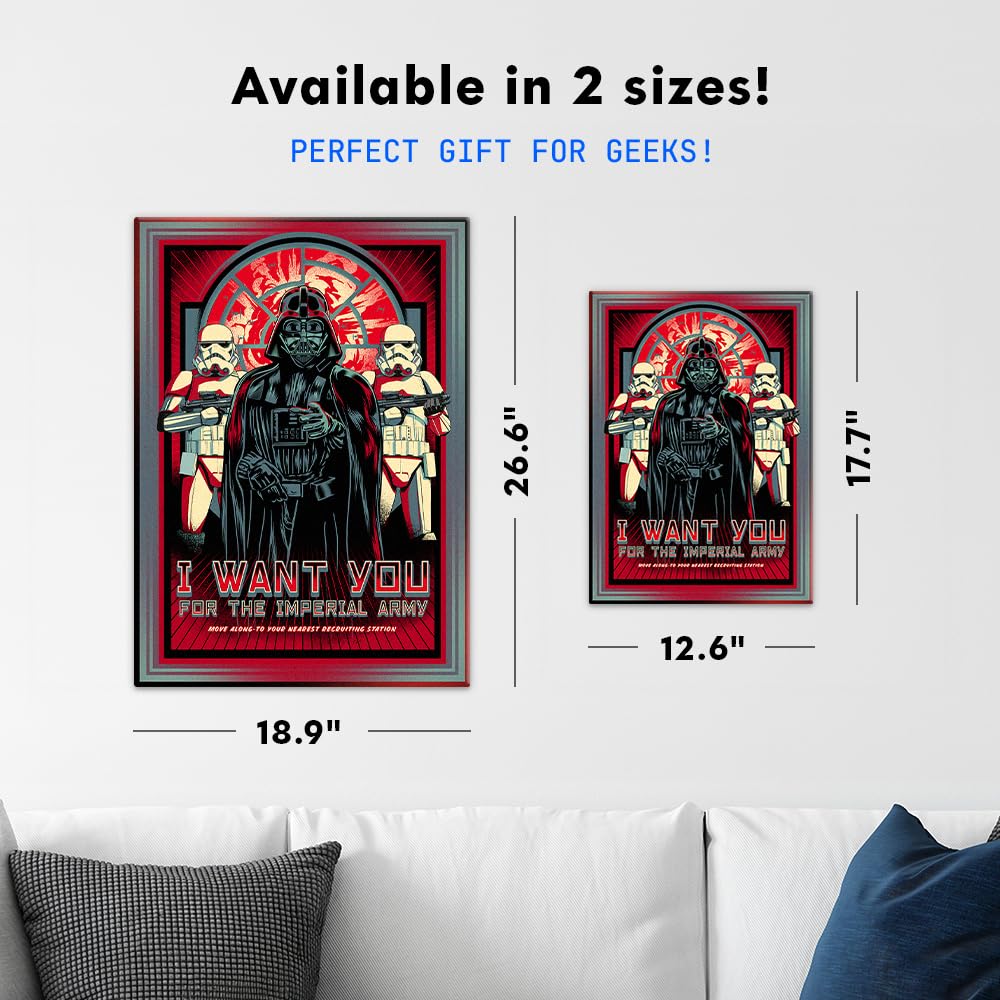 Displate Metallposter Star Wars – Tritt der Imperialen Armee bei – Propaganda – Darth Vader – Sammlergeschenk – Premium Wanddekoration Wandkunst Deko Film Poster – 32 cm x 45 cm