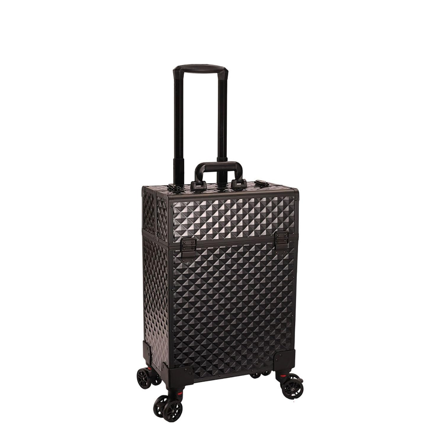 Rolling Makeup Train Case Aluminum 360° Wheels Lock for Nail Hairstylist