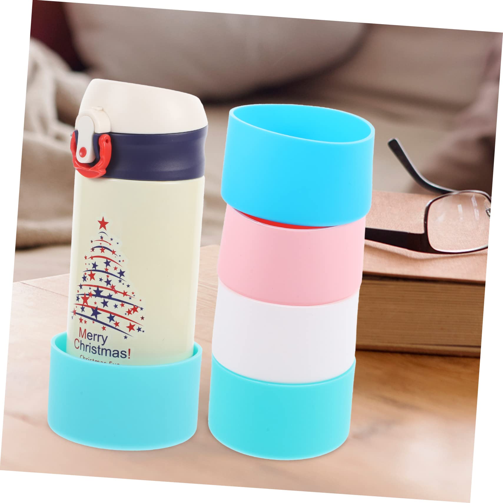 MAGICLULU Juego De 4 Fundas De Silicona para Termos Reutilizables Sin Aislamiento Térmico para Botellas De Viaje De Vidrio 4 Unidades