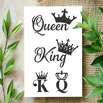Komstec King And Queen Tattoo Temporary Tattoo Sticker For Male And Female Tattoo Sticker