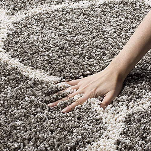 Image of Urban Modern Decor Features 4x6 Feet Modern Soft Shaggy Carpet Thick, Fluffy & 2 inch Pile Shag Rug for Your Kids Room, Bedroom & Livingroom(4x6 feet, Grey & Ivory)
