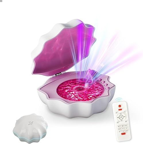Miniatura 9 de Proyector de Luz de Olas del Océano, Luz Nocturna de Concha con Altavoz Bluetooth Integrado, Control Remoto, Ruidos Blancos para Decoración del