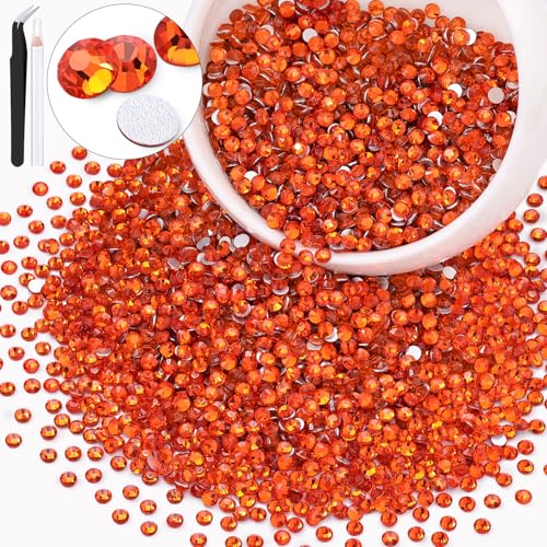 Image of 3000PCS SS12 /3mm Crystal Glass Rhinestones for Bedazzling (Orange /Hyacinth) | Flatback Rhinestones for Crafting DIY Nail Art Makeup Decoration, Gems Diomand Charms for Tumbler Shoes Clothing Mug