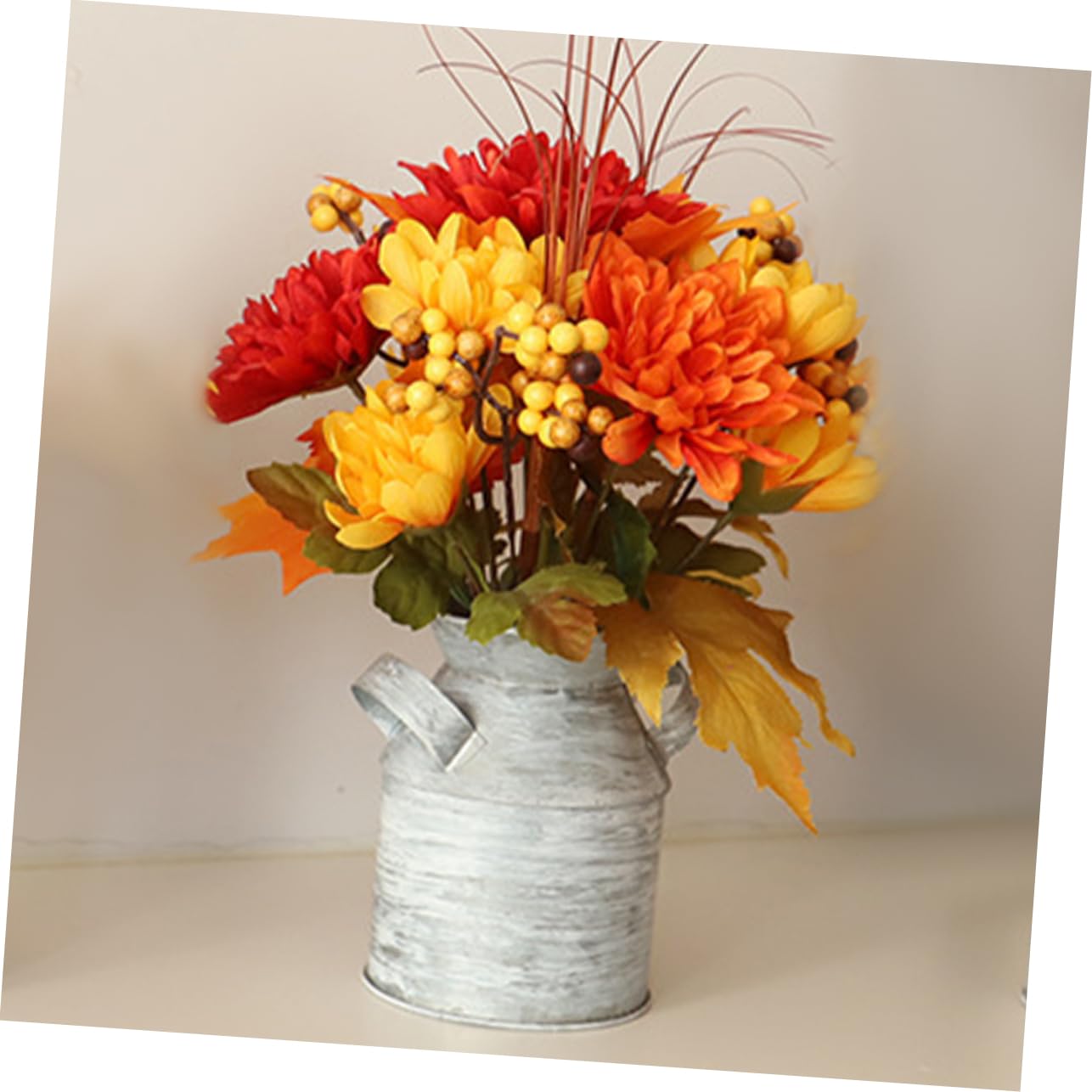 Cabilock Simulación de Bonsái de Girasol en Cubo de Hierro, Decoración | Celebracion Otono, Flores Artificial Decoración para Mesa Comedor, Plato Decorativo Centro de Mesa y Recibidor