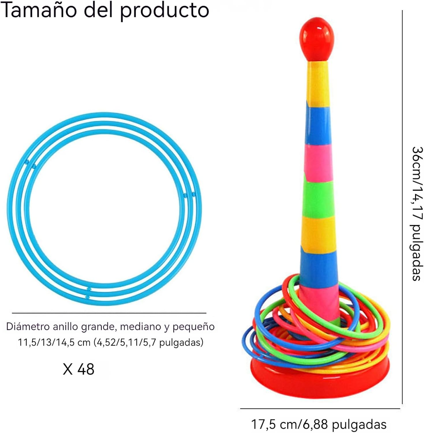 2 Color Columns + 48 Circles, Colorful Happy Circle Game,Children's Play Park, Christmas Party Birthday Party Gift. Suitable for Indoor Holiday Games Family Christmas Party Games