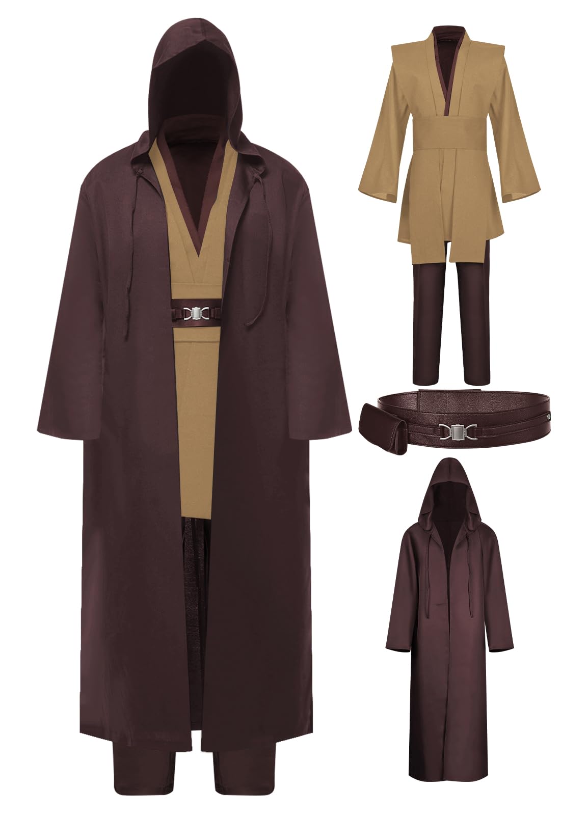 Tunic Hooded Robe Knight Costume Outfits Halloween Cosplay Costume for Mens Three Versions