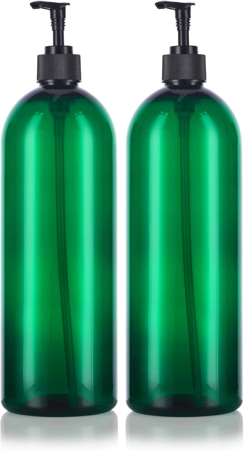 JUVITUS 32 oz Green Boston Round Plastic PET Bottle (BPA