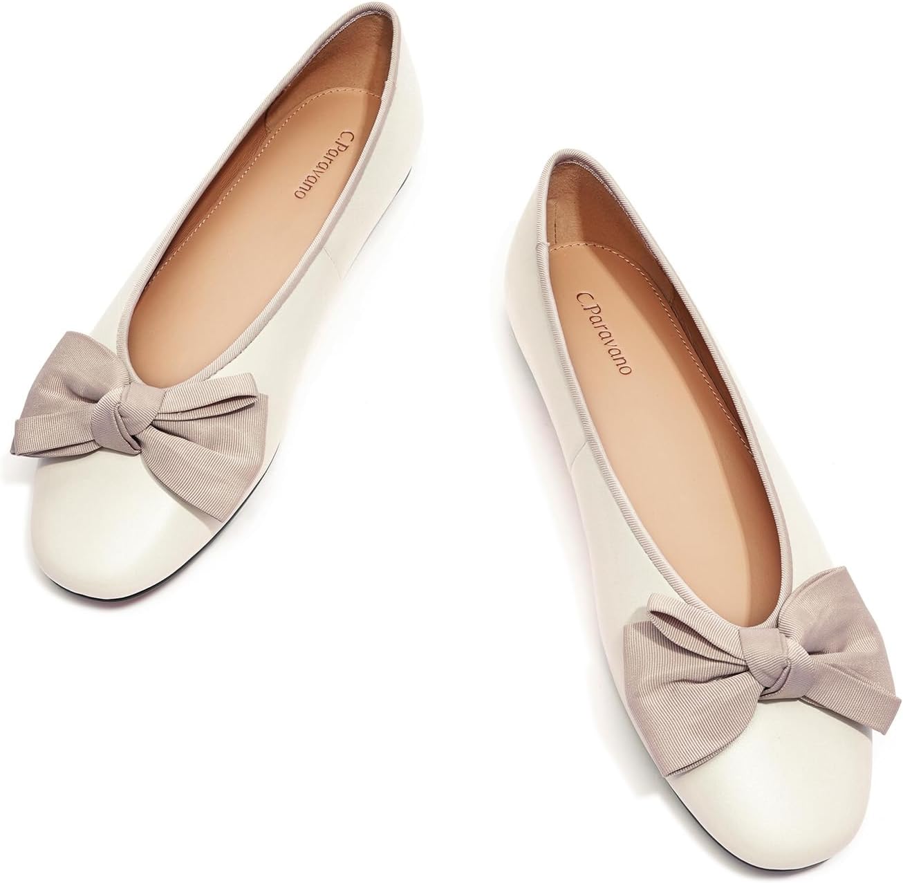 C.Paravano Genuine Leather Flats for Women | Ballet Flats | Round Toe Shoes | Dress Shoes for Women
