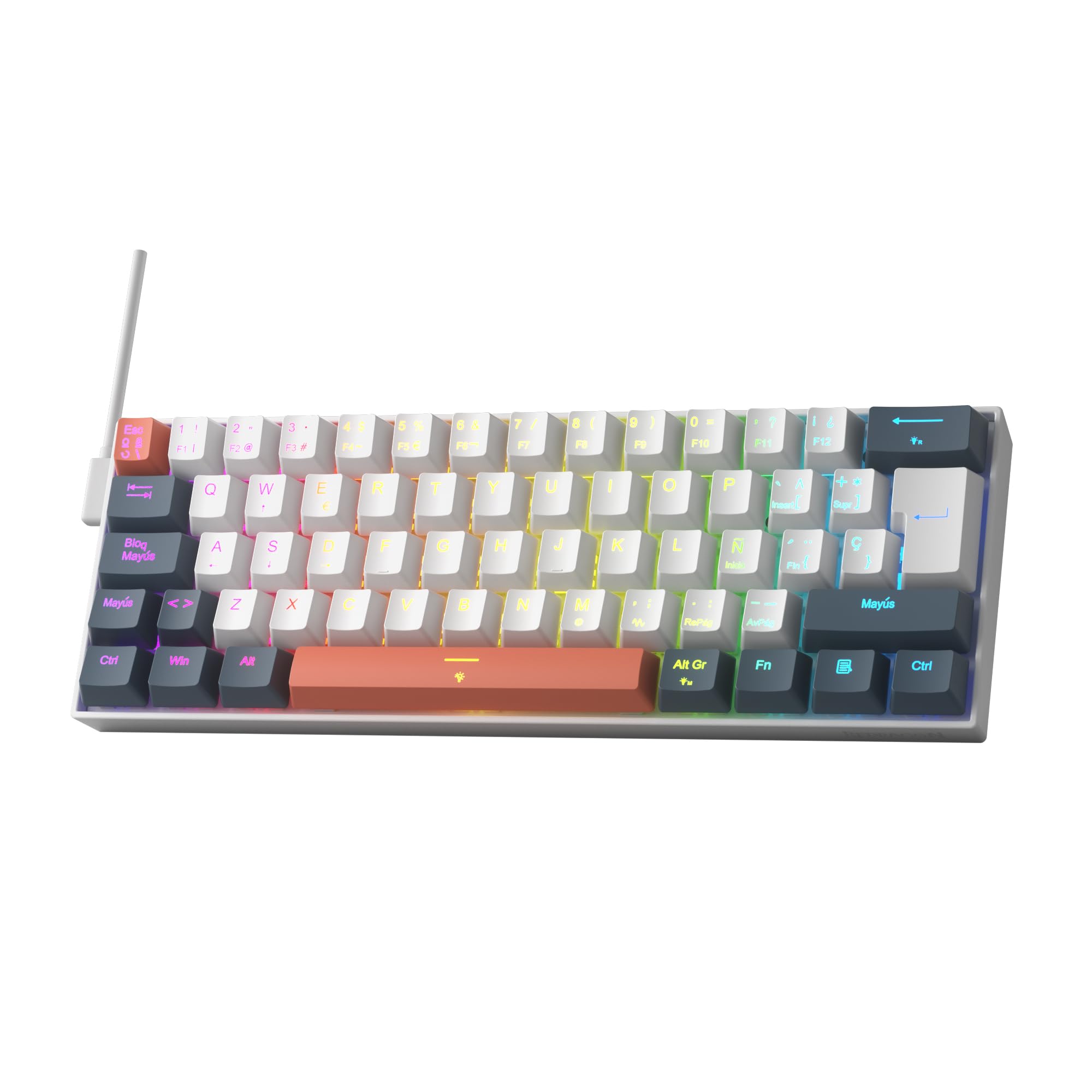 Redragon K617 HE Teclado Gaming RGB 8000Hz con Cable - Teclado Mecánico 60% con Interruptores Magnéticos, Actuación Ajustable, Intercambiable en Caliente, Compatible con PC cable USB-C, QWERTY Español