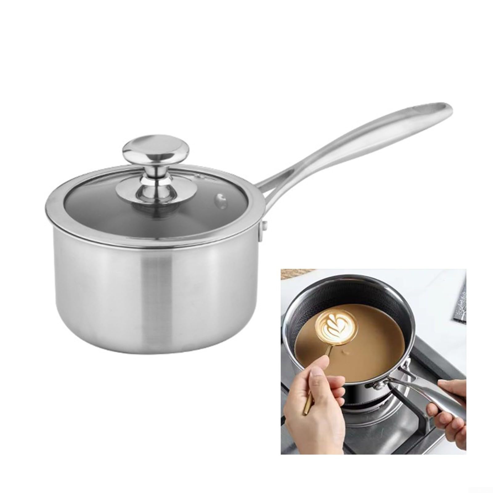 Pot à lait en titane pur 18 cm : non enduit, antirouille et léger pour une cuisine saine, idéal pour mijoter et faire bouillir dans les cuisines modernes